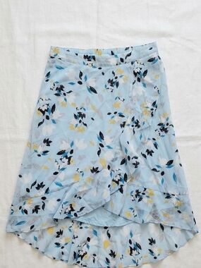 Lane Bryant Light Blue Floral High-Low Wrap Skirt